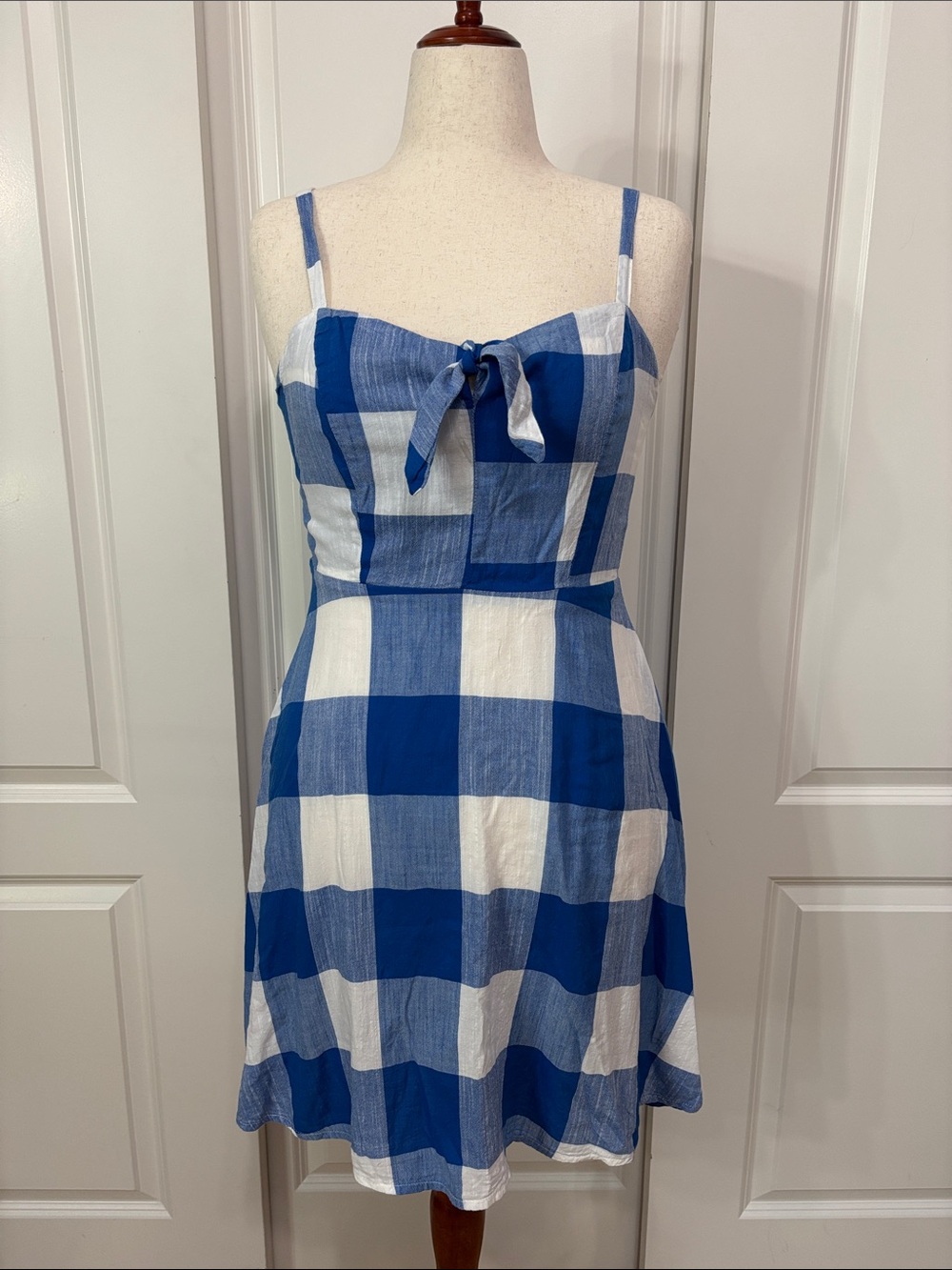 Old Navy Blue and White Gingham Tie-Front Sundress